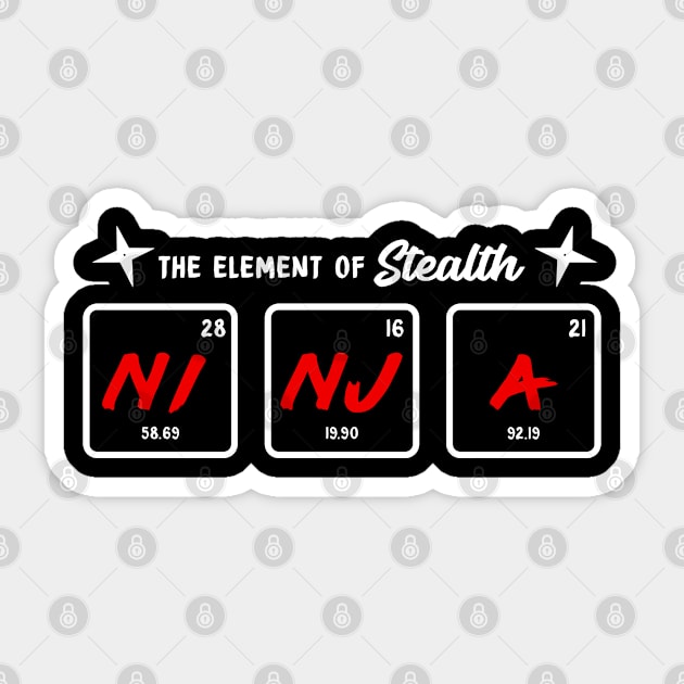 Ninja Periodic Table Element Sticker by savariya